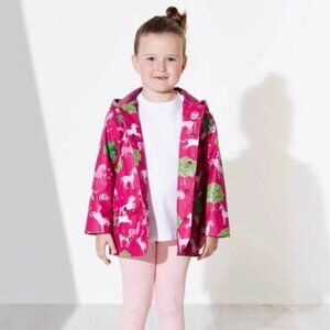 Hatley “Pony Orchard on Pink” Toddler Raincoat – Size 2T (Soft Terry Lined)